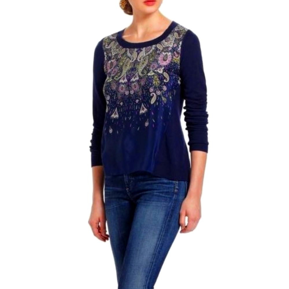 Moth Silk Snapshot Mixed Media Sweater